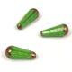 Teardrop - Czech Faceted Glass Bead - 20x9mm - Opal Green Bronze