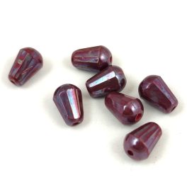   Teardrop - Czech Firepolished Faceted Glass Bead - 8x6mm - Red Nebula