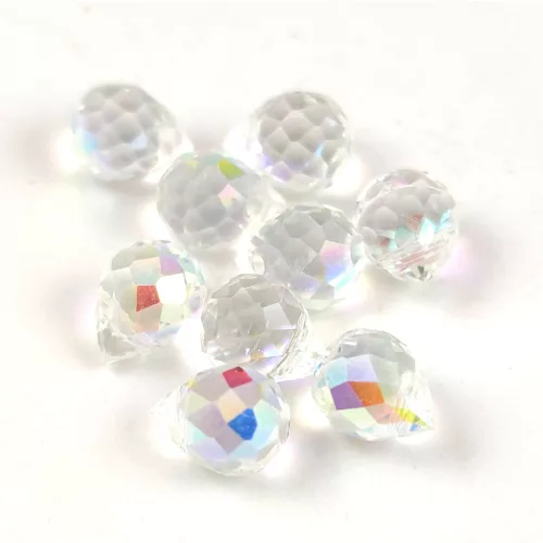 Faceted Glass Bead - Teardrop - 8x6mm - Crystal AB