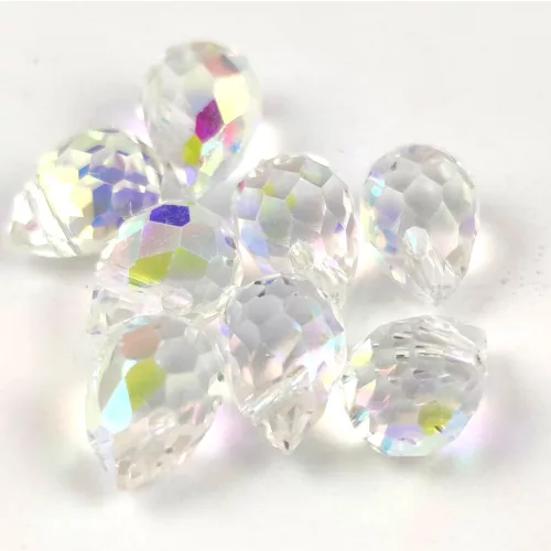 Faceted Glass Bead - Teardrop - 13x9mm - Crystal AB