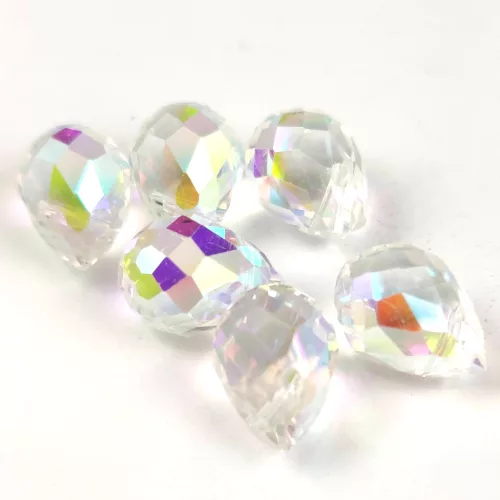 Faceted Glass Bead - Teardrop - 10x8mm - Crystal AB