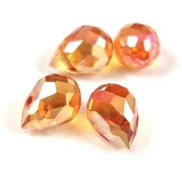 Faceted Glass Bead - Teardrop - 13x9mm - Crystal Brandy