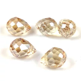   Faceted Glass Bead - Teardrop - 13x9mm - Crystal Golden Shadow