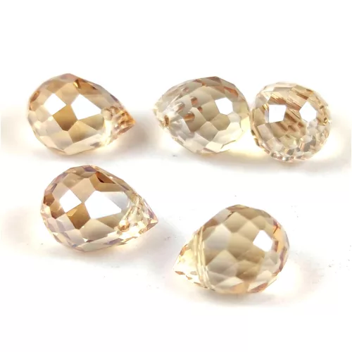 Faceted Glass Bead - Teardrop - 13x9mm - Crystal Golden Shadow