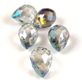 Faceted Glass Bead - Teardrop - 13x9mm - Crystal Vitrail