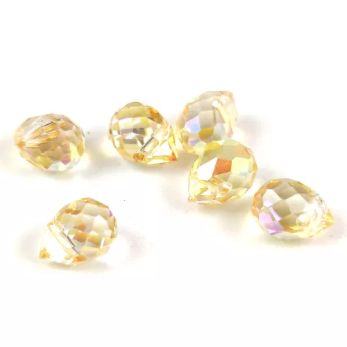 Faceted Glass Bead - Teardrop - 11x8mm - Topaz AB