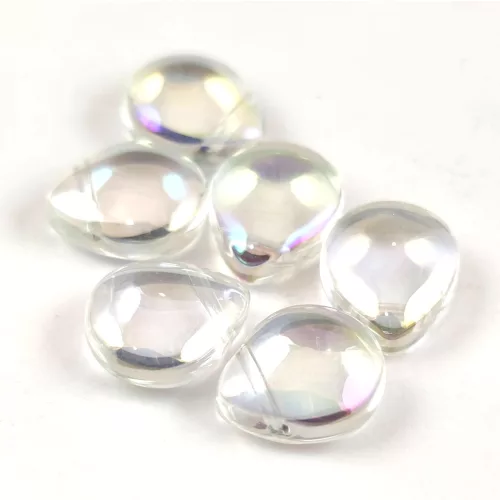 Cseh préselt csepp gyöngy - tetején fúrt - Crystal AB - 10x12mm
