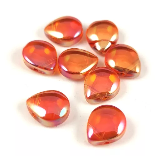 Cseh préselt csepp gyöngy - tetején fúrt - Crystal Magic Peach - 10x12mm