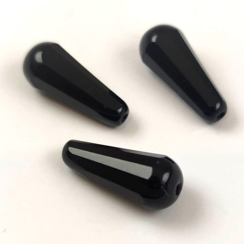 Teardrop - Czech Faceted Glass Bead - 20x9mm - Jet