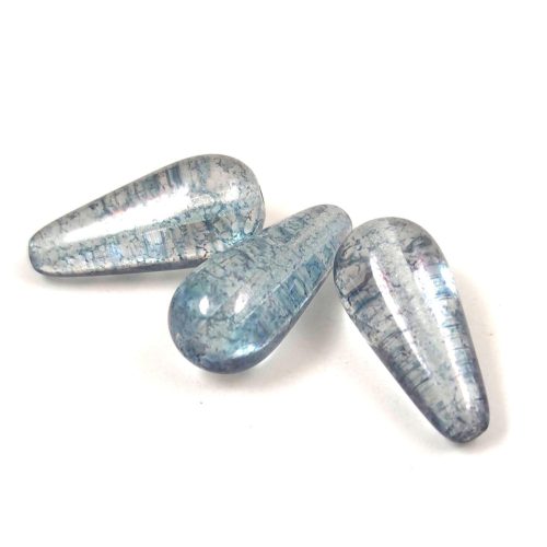 Drop - Czech Pressed Glass Bead - Crystal Blue Luster - 20x9mm