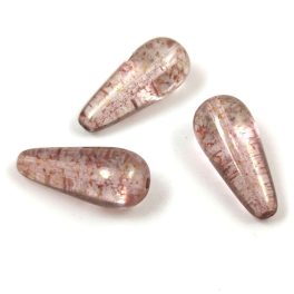   Drop - Czech Pressed Glass Bead - Crystal Rose Luster - 20x9mm