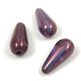   Drop - Czech Pressed Glass Bead - Crystal Vega Luster - 20x9mm