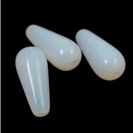 Drop - Czech Pressed Glass Bead - Opal Alabaster - 20x9mm
