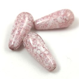   Drop - Czech Pressed Glass Bead - Alabaster Pink Luster - 20x9mm