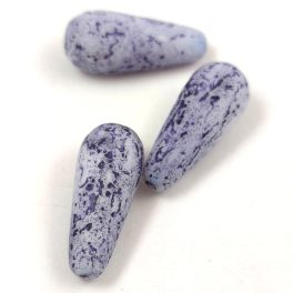   Drop - Czech Pressed Glass Bead - Alabaster  Etched Tanzanite - 20x9mm