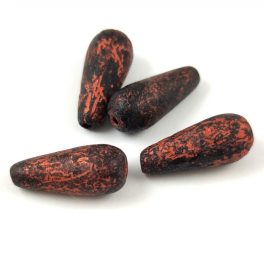 Drop - Czech Pressed Glass Bead - Jet Etched Copper - 20x9mm