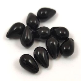 Drop - Czech Pressed Glass Bead - Jet - 6x9mm