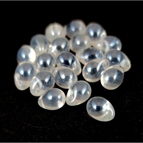 Drop - Czech Pressed Glass Bead - Crystal Pearl Luster - 4x6mm