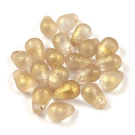 Drop - Czech Pressed Glass Bead - Crystal Gold - 4x6mm