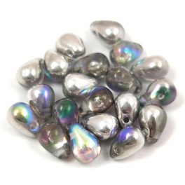   Drop - Czech Pressed Glass Bead - crystal vitral light - 6x4mm