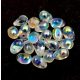 Drop - Czech Pressed Glass Bead - crystal opal rainbow - 6x4mm