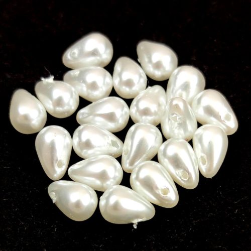 Drop - Czech Pressed Glass Bead - Pearl - 4x6mm