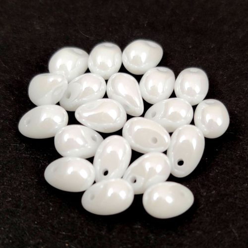 Drop - Czech Pressed Glass Bead - White Luster - 4x6mm