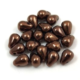 Drop - Czech Pressed Glass Bead - Bronze - 4x6mm