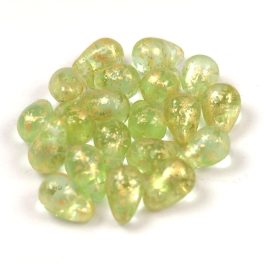   Drop - Czech Pressed Glass Bead - Erinite Gold Splash - 4x6mm