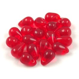 Drop - Czech Pressed Glass Bead - Light Siam - 4x6mm