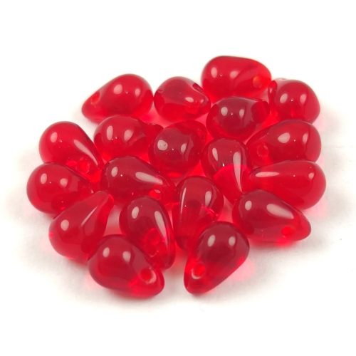 Drop - Czech Pressed Glass Bead - Light Siam - 4x6mm