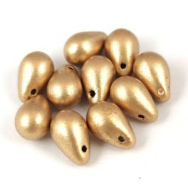 Drop - Czech Pressed Glass Bead - Aztec Gold - 6x9mm