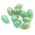 Cseh préselt csepp gyöngy - Opal Turquoise Green Gold Patina - 6x9mm (tetején fúrt)