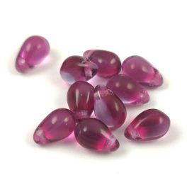  Drop - Czech Pressed Glass Bead - Light Amethyst Fuchsia - 6x9mm