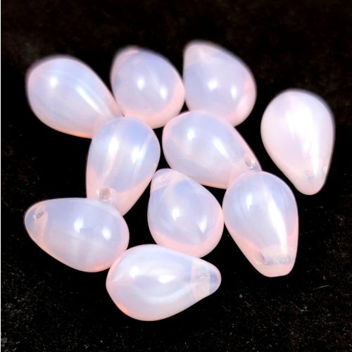 Drop - Czech Pressed Glass Bead - Opal Pink - 6x9mm
