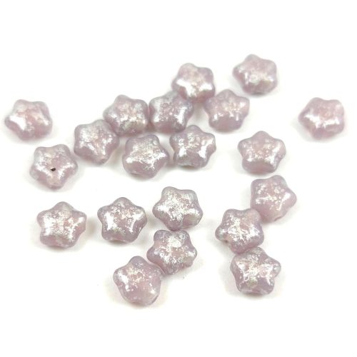Cseh préselt csillag gyöngy - Opal Purple Silver Patina - 6mm