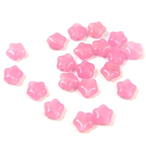 Czech Pressed Star Glass Bead - Opal Pink Luster - 6mm