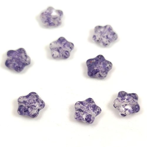 Cseh préselt csillag gyöngy - Crystal Purple Splash - 8mm