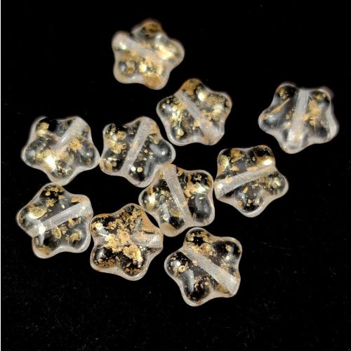 Czech Pressed Star Glass Bead - Crystal Gold Patina - 8mm