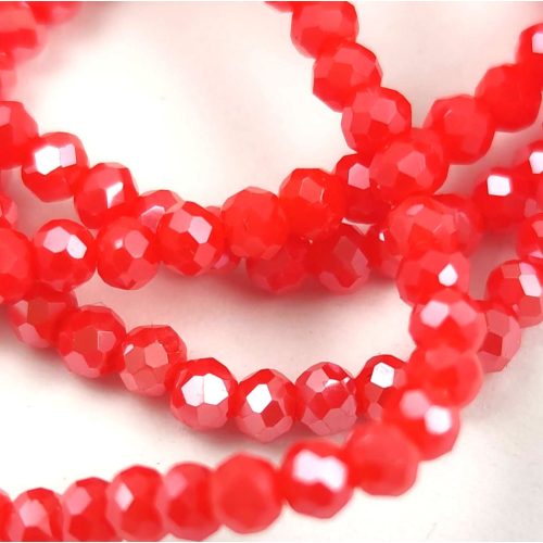 Firepolished donut bead - 2x3mm - Orange Luster - sold on strand