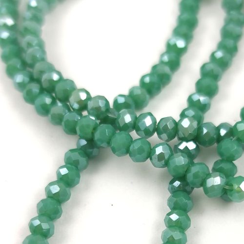 Firepolished donut bead - 2x3mm - Chrysolite Dark Opal - sold on strand