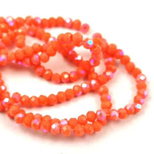 Csiszolt fánk gyöngy - Orange AB - kb. 2x3mm - szálon