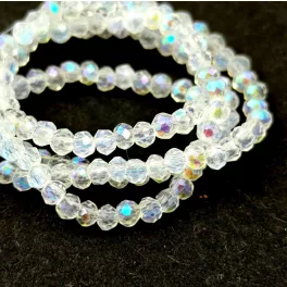 Csiszolt fánk gyöngy - Crystal AB - 2x3mm - szálon