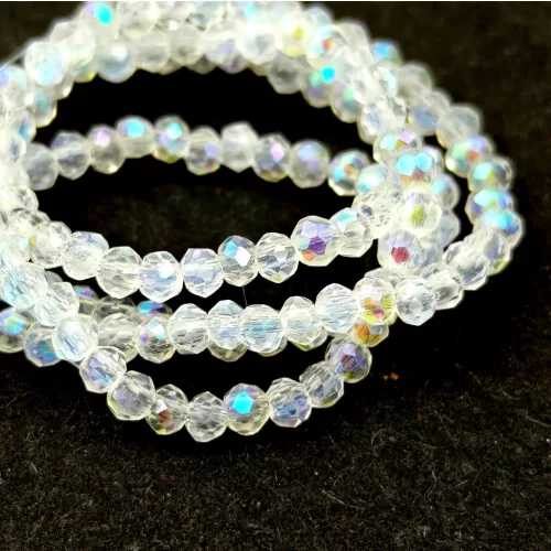Csiszolt fánk gyöngy - Crystal AB - 2x3mm - szálon