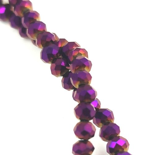 Firepolished donut bead - 2x3mm - Metallic Violet Iris - sold on strand
