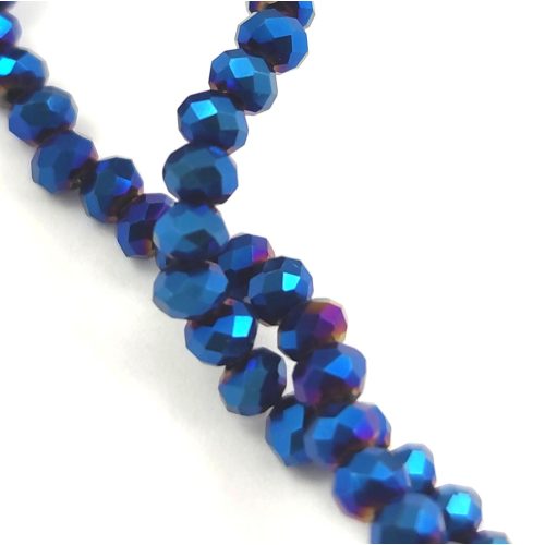 Firepolished donut bead - 2x3mm - Metallic Blue Iris - sold on strand