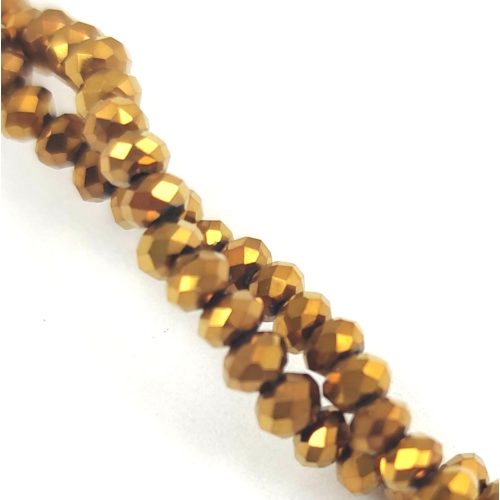 Firepolished donut bead - 2x3mm - Golden Bronz - sold on strand