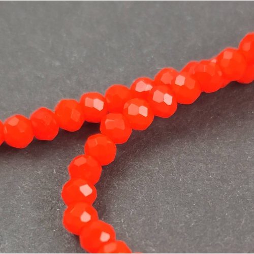 Firepolished donut bead - 2x3mm - Orange - sold on strand