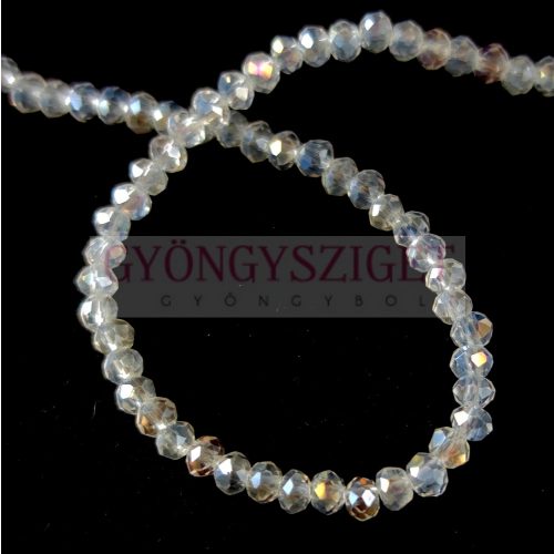 Firepolished donut bead - 2x3mm - Crystal AB - sold on strand