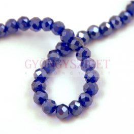   Firepolished donut bead - 2x3mm - Dark Sapphire - sold on strand